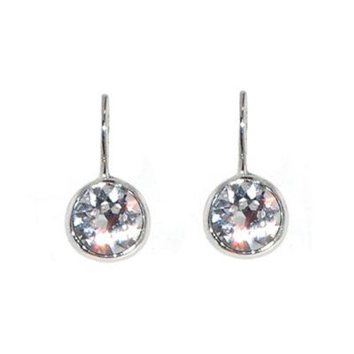 Silver swarovski crystal leverback earrings